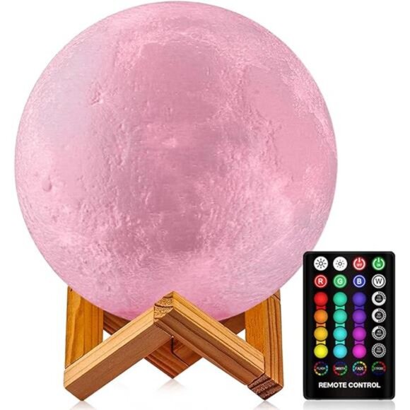 Moon Lamp Moon Night Light,16 Colors Moon Light with Stand & Remote &Touch - Picture 8 of 8